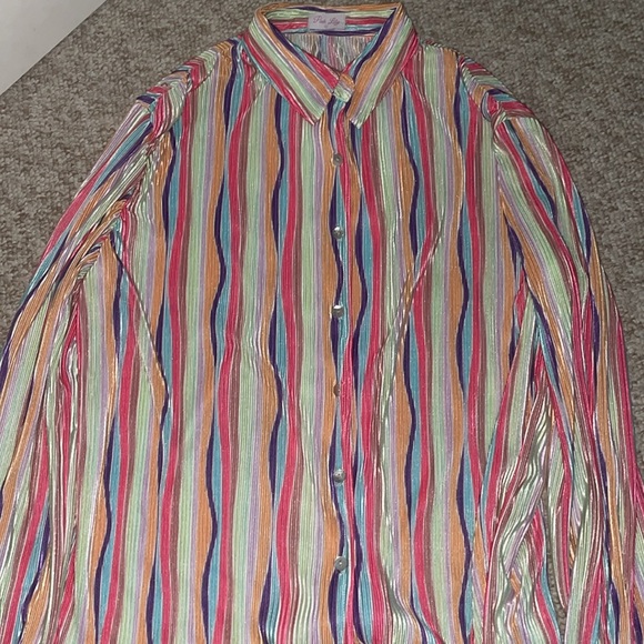 Pink Liky Bayside Brunch Pastel Stripped Plisse Button Up Set - Picture 4 of 10